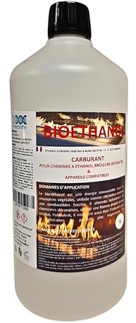 Bioetanol 1L - premium miljövänligt bränsle för spisar i rostfritt stål - ren låga, fri lukt eller rök - växtresurser - hög prestanda och säkerhet (1L)