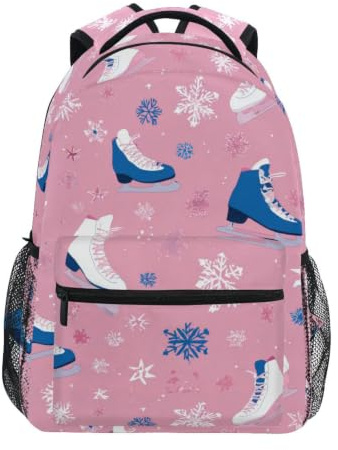 Kcldeci Sac à dos pour enfants pour garçons et filles, sacs à dos d'école primaire, patins à glace et flocons de neige, sacs à dos pour garçons, S-M, Patins à glace et flocons de neige, S, Sac à dos