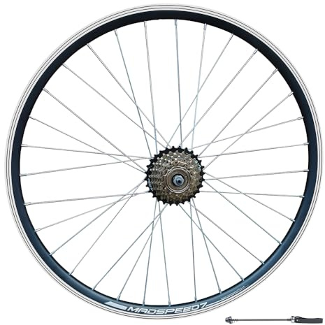 Madspeed7 QR 27.5” 650b (ETRTO 584x19) MTB Mountain Bike REAR Wheel + 7 speed Freewheel (14-28t) - Rim & Disc Brake Compatible - Sealed Bearing hub (Very smooth hub) - Double Wall - 32x Spokes