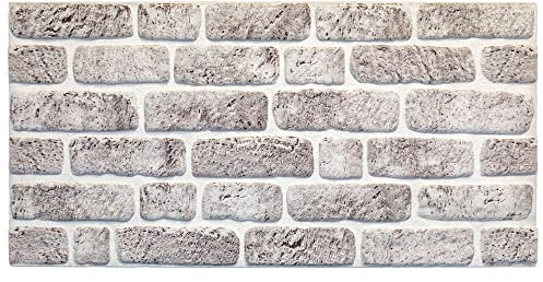 Izodekor - Panneaux muraux 3D en polystyrène imitation pierre - Pour cuisine, salle de bains, balcon, chambre à coucher, salon, mur arrière de cuisine et terrasse - Blanc-gris
