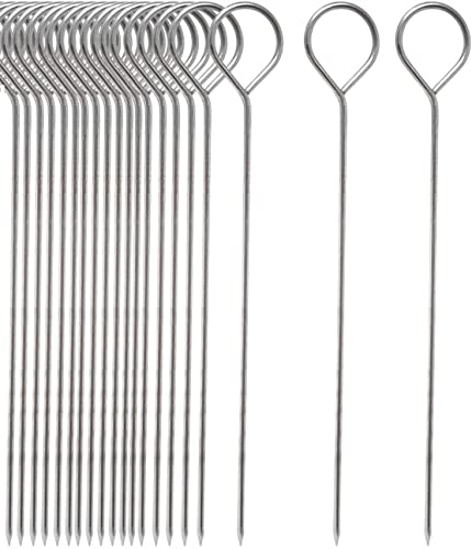 KOMUNJ 20 spiedini per shish kebab in acciaio inox, aghi per carne, spiedini in metallo, spiedini da cocktail per trussing Turkey e pollame, 15 cm
