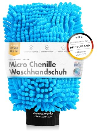 Chemicalworkz® Chenille Wash Mitt (blau) - Autowaschhandschuh - extra saugstark - aus ultraweicher Microfaser - entfernt hartnäckigen Schmutz mühelos - Mikrofaser Auto Waschhandschuh Zottelhandschuh