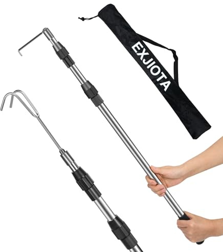 EXJIOTA Truck Cargo Grabber, 6FT Truck Cargo Retriever Telescoping Pole with Two Hooks, Truck Grabber Reach Tool for Pickup Truck Bed Heavy Duty Truck Accessories