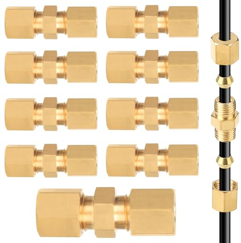 EFUTURETIME 10 x Bremsleitung Verbinder 4,75mm für Bremsleitung, 3/16 Bremsleitungsverbinder ohne Bördeln, Vernickeltes Kupfer