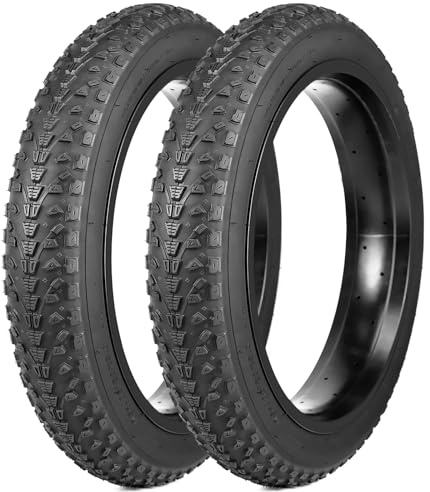 GRELiving Pneu de vélo 20 x 3,0 Fat E-Bike – Tires 75-406 avec profil antidérapant pour vélos électriques (2 pneus noirs (pneus sans chambre à air uniquement), 20 x 3,0 pouces