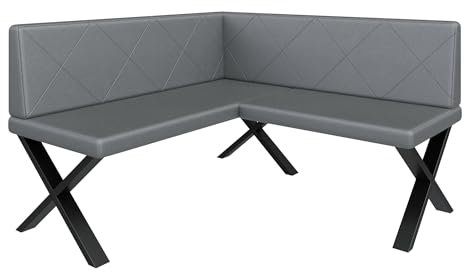 FURNISTAR Eckbank Akiko Metal X - Eckbankgruppe für Ihrem Esszimmer, Küche modern, Sitzecke, Essecke. Perfekt für Küche, Büro und Rezeption. Solide und Starke Verarbeitung. (130x130-Soft29)