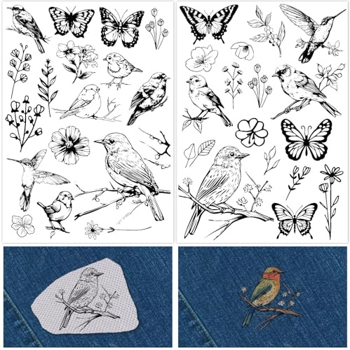 craspire Motifs de Broderie Hydrosolubles Transferts de Motifs d'oiseaux Papier de Broderie Lavable Broderies à Déchirer Stabilisateurs à Coller et à Coudre Coutures Faites à la Main pour Cadeaux Sac