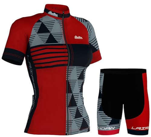 Conjunto Ciclismo Mujer Verano Maillot Bici MTB Ropa Ciclista Manga Corta,Traje Bicicleta Camiseta Ciclo y Pantalones Cortos con 9D Gel Acolchado,Completa Jerseys Transpirable Secado Rápido(14,3XL)