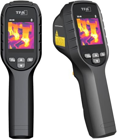 TFA Dostmann Caméra thermique Visualtemp 96 x 96 IR 31.1144 avec infrarouge, portable, 8 heures d'autonomie, de -20 °C à 550 °C, précision +/- 3°, IP 54, pour la chasse ou les inspections, noir