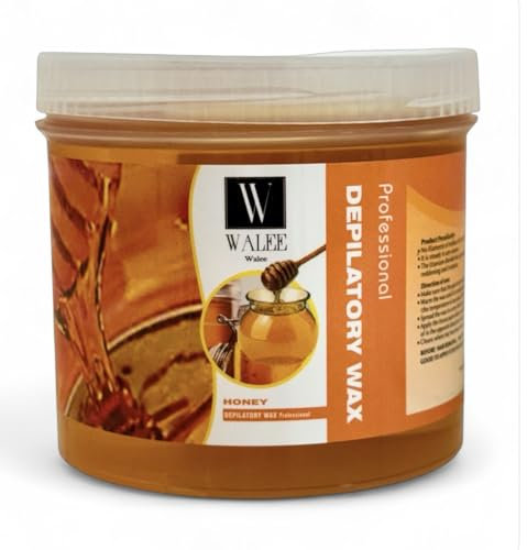 Walee Wax Pot Tub- Tea Tree, Honey, Pink & Creme- For All Skin Types, Full Body Hair Removal, Wax Heater Friendly, At Home and Professional Use For Stubborn Hair Removal- 500g (500g, Honey)