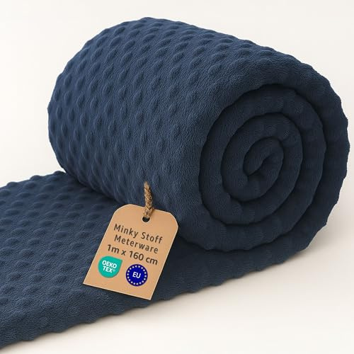 Tessuto minky al metro 1 M - Stoffa morbida per cucito creativo decorazione Ideale per abbigliamento coperta plaid accessori e progetti sartoriali fai da te Oeko-Tex Blu marino