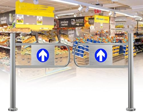 Puerta batiente automática para entrada de almacén, portal de transferencia de peatones, puerta de entrada/salida de supermercado, acceso a la entrada de fábrica, 170 x 100 cm, sistema de cierre