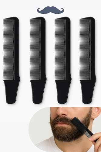 Lot de 4 peignes pour barbe et moustache – Peigne barbe homme de poche, idéal comme cadeau homme et set cadeau homme – Brosse à barbe noire, Beard Comb pour soins quotidiens