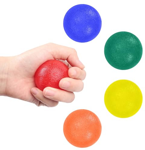 AOOWU Pelota Antiestres Adultos, 5 Piezas Pelota Ejercitadora de Mano con Diferentes Grados de Dureza, 5 Niveles Pelota Terapia Mano Ejercitador Dedos para Rehabilitación, Antiestrés, Fuerza Agarre