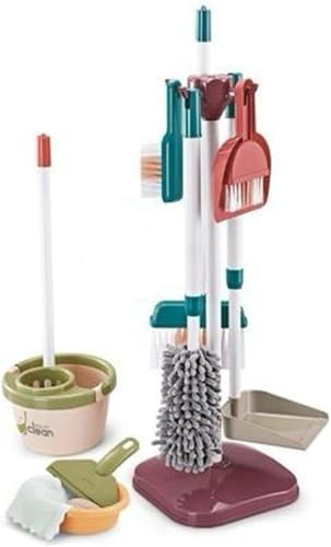 FAMBIZ Kids Cleaning Set, Home Little Helper, Educational Toys, Pretend Play Cleaning Toys, Broom, Mop, Duster, Dustpan & Brushes, Hand-Eye Coordination, Easy To Use, Lightweight Design