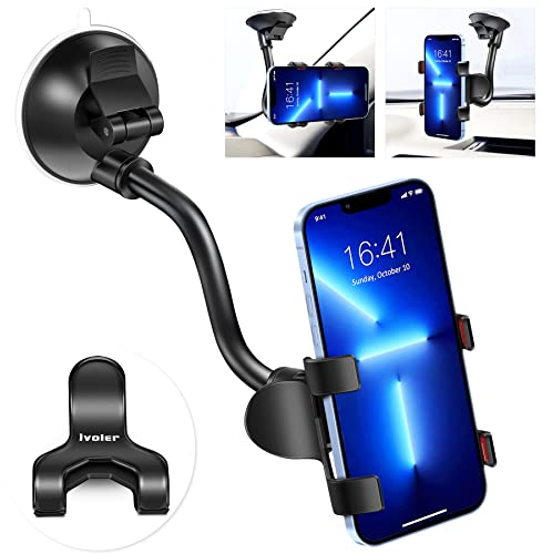 iVoler Supporto Cellulare Auto, Supporto Universale Porta 360 Gradi di Rotazione per Cruscotto Dashboard Parabrezza con Ventosa per iPhone Samsung Galaxy ASUS Zenfone Huawei(Nero/Rosso)