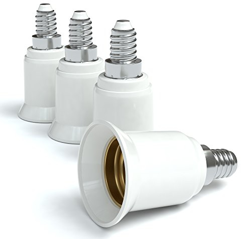Eazy CASE 8X Lampensockel Adapter - Konverter für E14 Fassung auf E27 Lampenadapter für LED-/Halogen- und Energiesparlampen Sockeladapter, weiß