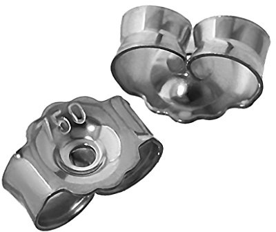 NKlaus 1 Paar 750 Weißgold 18 Karat Gold 5,2mm Gegenstecker für Ohrstecker Ohrringe Ohrstopper Pousetten Ohrmutter Butterfly Schmetterling Verschluss Loch: 0,8mm 4825