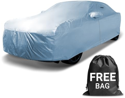 iCarCover 30-lagers premium bilöverdrag vattentätt alla väder regn snö UV sol hagelskydd för bilar, biltillbehör fullt exteriör inomhus utomhusskydd, passar för sedan (172-170 tum)