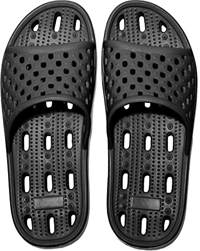 Ranberone Chaussons de Bain Femmes Antidérapant Sandales de Douche Claquettes de Plage et Piscine Noir 37 EU