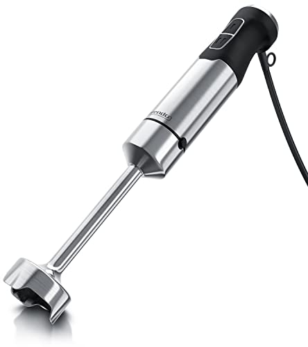 Arendo - Stabmixer 1000 Watt Edelstahl - vierflügeliges Messer - Pürierstab - stufenlose Geschwindigkeitsregelung - Turbotaste - abnehmbarer Mixfuß - GS zertifiziert