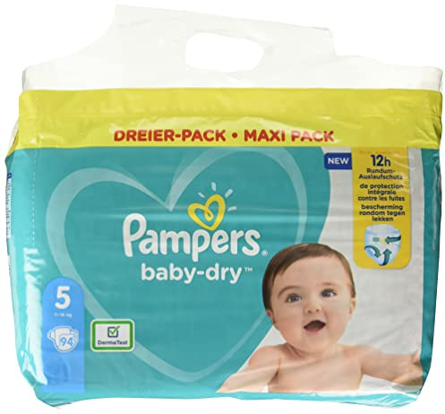 Pampers babyblöjor storlek 5 (11–16 kg), 94 stycken, upp till 12 timmar allround läckageskydd
