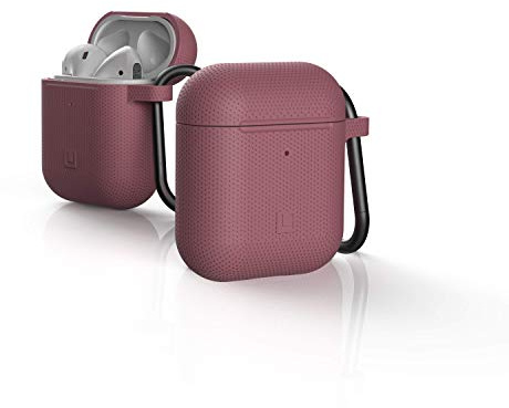 U by UAG [U] Soft-Touch Silicone Coque Apple Airpods 2 (2019) / Apple Airpods 1 (2016) [Compatible Chargement sans Fil (LED Visible), Lightning Connexion Couverture, Mousqueton] Dusty Rose
