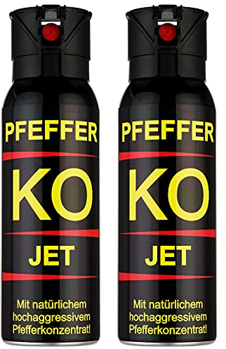 KO Pfefferspray Jet | Fog Verteidigungsspray | Abwehrspray Hundeabwehr | zur Selbstverteidigung | Sparset | Made in Germany (Jet 100 ML 2 STK)