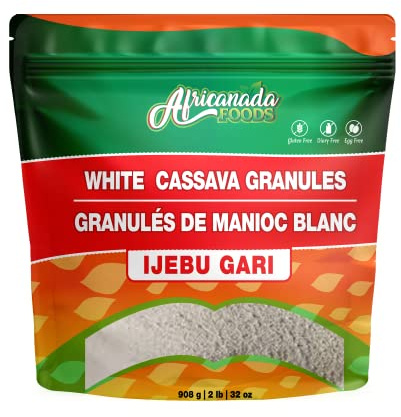 Gránulos de yuca blanca naturales | Garri blanco | Ijebu Garri | 908g | 2 libras