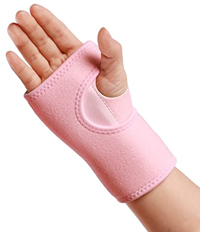 yeloumiss Wrist Splint Support Brace Compression Wrist Brace Elastic Adjustable Carpal Tunnel Support with Metal Strip for Sports, Fitness, Arthritis, Tendonitis One Size Single (Right Hand, Pink)