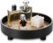 Hanobe Deko Tablett Holztablett Dekotablett: Schwarz Serviertablett Rund mit Füßen Holzerhöhung für Display Modern Chic Dekoteller Holz mit Ständer für 30cm Holzteller für Kerzen Küche