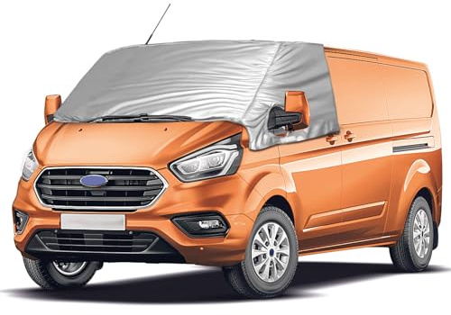 Opaltool Copertura Termica Esterna per Parabrezza per Transit Custom 2012-2025, Copri Parabrezza Auto Antigelo di Lusso, Copertura Termica Pieghevole per Parabrezza Argento