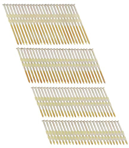 HW HAMWOO Confezione da 500 chiodi a testa tonda da 21°, 125 pezzi, 125 pezzi, 125 pezzi, 7,6 cm, 125 pezzi, 125 pezzi, 3-1/2 - 125 pezzi), zincati, gambo ad anello