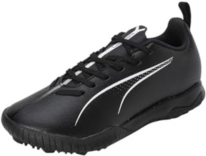 PUMA Unisex Youth Ultra 5 Play TT JR Soccer Shoe, PUMA Black-PUMA White, 4.5 UK