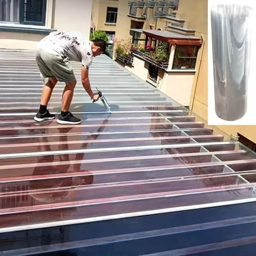 1 mm polykarbonat takblad, vattentäta genomskinliga takpaneler för trädgårdsskjul, växthus ersättande plastpaneler, regn, snö och UV-beständiga paneler, lätt att böja och klippa, B × L-0,8 × 2 m (0,8