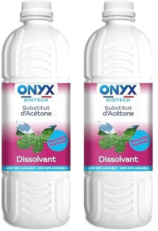 Onyx Biotech - Substitut d’Acétone pour Bricolage - Dissolvant, Dégraissant, Détachant Multi-Surface, Colle, Vernis, Peinture, Feutre, Autocollant - Fabrication Française - 1L (Lot de 2)
