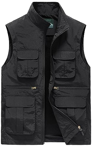 KBOPLEMQ Herren Outdoor Weste mit Multi-Taschened Anglerweste Outdoor-Weste Sommer Outdoor Sport Weste Jagd- und Angler Camping Wandern Weste Freizeit Ärmellos Jacke Casual Arbeitsweste
