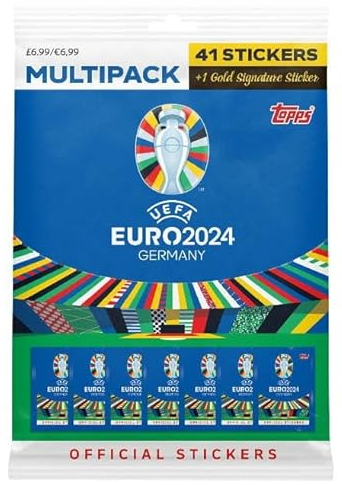 Topps 2024 Sticker - Multipack mit 41 STICKERS + Heartforcards® Versandschutz