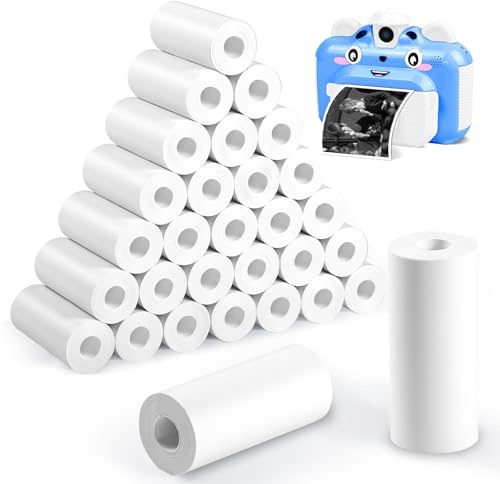 Omtofo 30 Rolls Rouleau Appareil Photo Enfant, 57mm Papier Appareil Photo Enfant, Blanc Papier Thermique pour Appareils Photo Instantanés Mini Imprimante