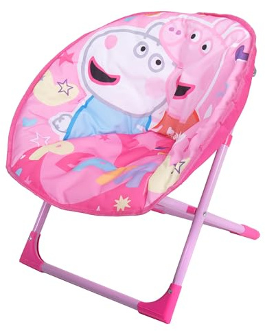 Relsy Peppa Pig Kid's Folding Chair Children's Bedroom Furniture, Peppa Pig Moon Chair Pink & Purple 50cm Collapsible Camping Seat For Kids