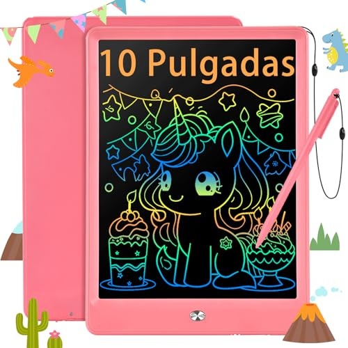 EooCoo Tablette d'écriture LCD 10 Pouces,Tablette Dessin Enfant,Occupation Voyage en Voiture Enfant,Educatif Cadeau Outil d'apprentissage Pour Garçons et Filles de 3 4 5 6 7 Ans Rose