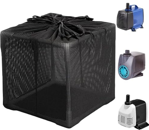 Housse de filtre de protection pour pompe – Sac en maille avec cordon de serrage fin pour aquarium extérieur | Design robuste avec coutures renforcées, support anti-obstruction pour l'eau de bassin à