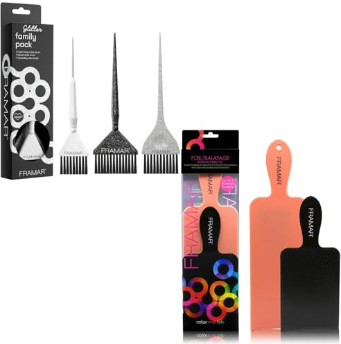FRAMAR Set de Brochas para Tinte de Pelo – Pincel de Tinte de Pelo con Purpurina,FRAMAR Hair Color Balayage Board - Paleta de tinte para resaltar el kit de tinte para el cabello,