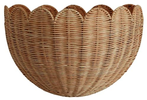 Cestino da parete smerlato Cestini rustici da appendere alla parete Cesto in vimini intrecciato per articoli da toeletta per piante da frutto, ortaggi, cucina, bagno, soggiorno, 5, 9x11 pollici smer