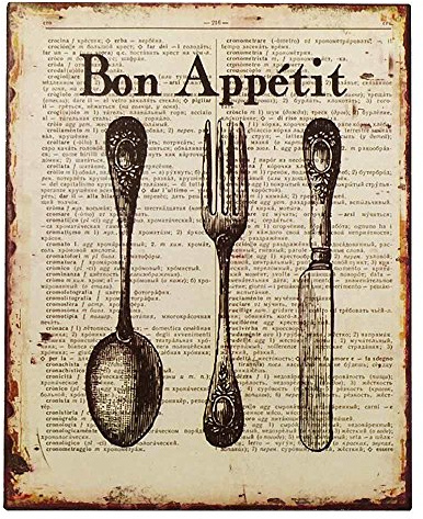 Blechschild Bon Appétit Besteck Retro Küche Vintage-Dekoschild Nostalgie 25x20cm