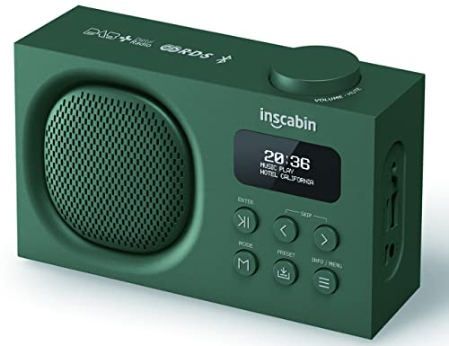 Inscabin P2 Radio numérique Portable Dab/Dab + FM/Haut-Parleur sans Fil Portable avec Bluetooth/Son stéréo/Beau Design/Double réveil (P2-Green)
