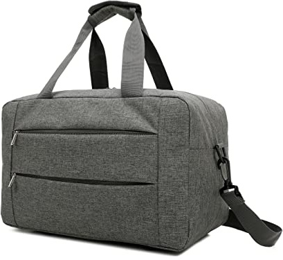 RAYKONG Bolsa de Cabina Ryanair 40x20x25 cm Equipaje de Viaje Mano Avion Bolso de Cabina Correa Regulable con Refuerzo para el Hombro.(Cab2-Invi-Gris)