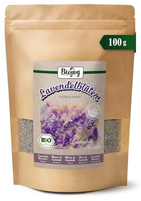Biojoy BIO Lavendelblommor, torkade, örtte, 100 g | Lavendel, för te, doftkuddar eller dekoration, Lavandula officinalis L.