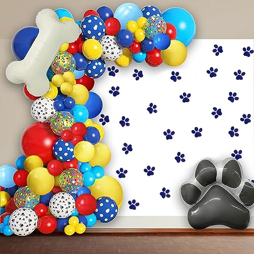 80pcs Birthday Balloons Garland Arch Kit 18/12/10/5 with Print Balloons for Party Birthday Decorations, Dog Party Supplies