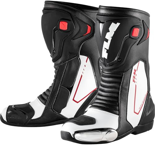 FLM Brooklands Motorradstiefel Lang – Metall Zehenschleifer – Reflexeinsatz – Polyurethan – Polyester – Gummisohle
